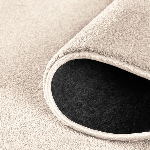 Kurzflor Teppich | Flauschiger Flachflor für Wohnzimmer, Esszimmer, Schlafzimmer oder Kinderzimmer | Creme